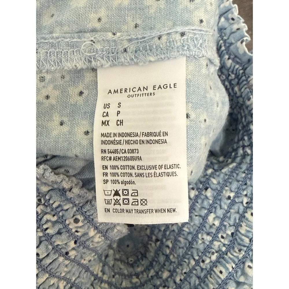 American Eagle Floral Boho Cottage Smocked Waist Wide Leg High Waist Pants Small